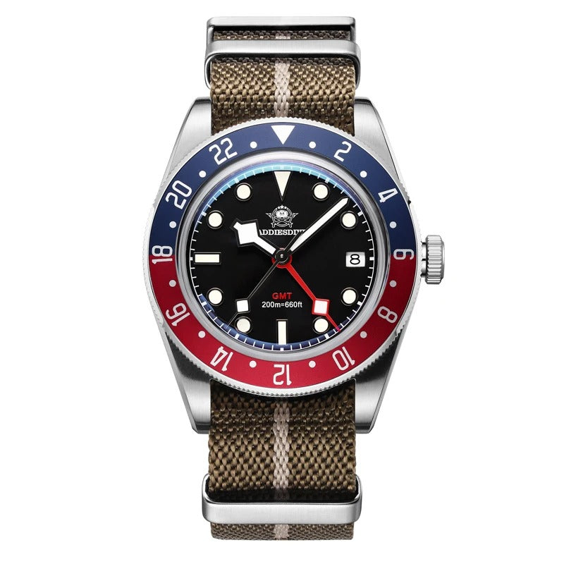 ADDIESDIVE Luxury GMT515-24H Men's Watch Diver 200m Bubble