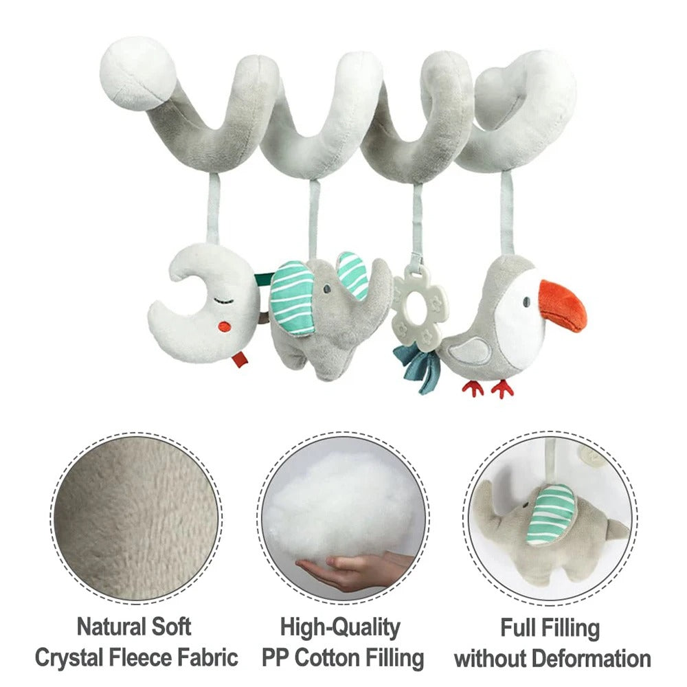 Baby Car Seat Toy Activity Spiral Plush Hanging Wrap Around Pram Pushchair Stroller