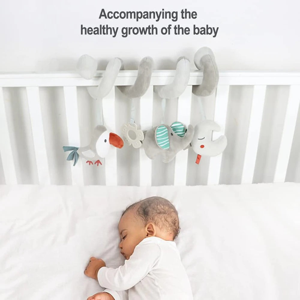 Baby Car Seat Toy Activity Spiral Plush Hanging Wrap Around Pram Pushchair Stroller