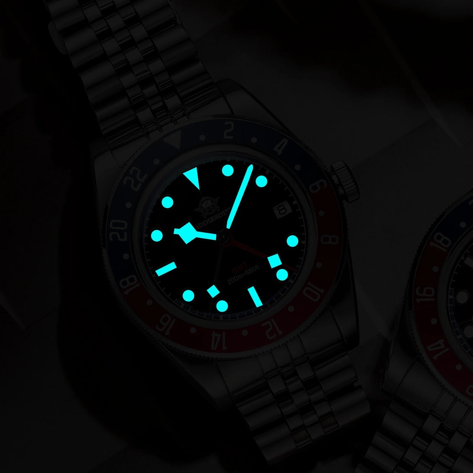 ADDIESDIVE Luxury GMT515-24H Men's Watch Diver 200m Bubble