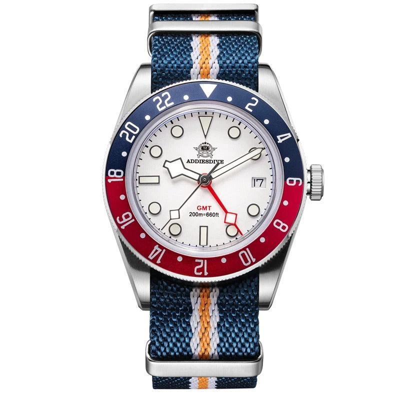ADDIESDIVE Luxury GMT515-24H Men's Watch Diver 200m Bubble