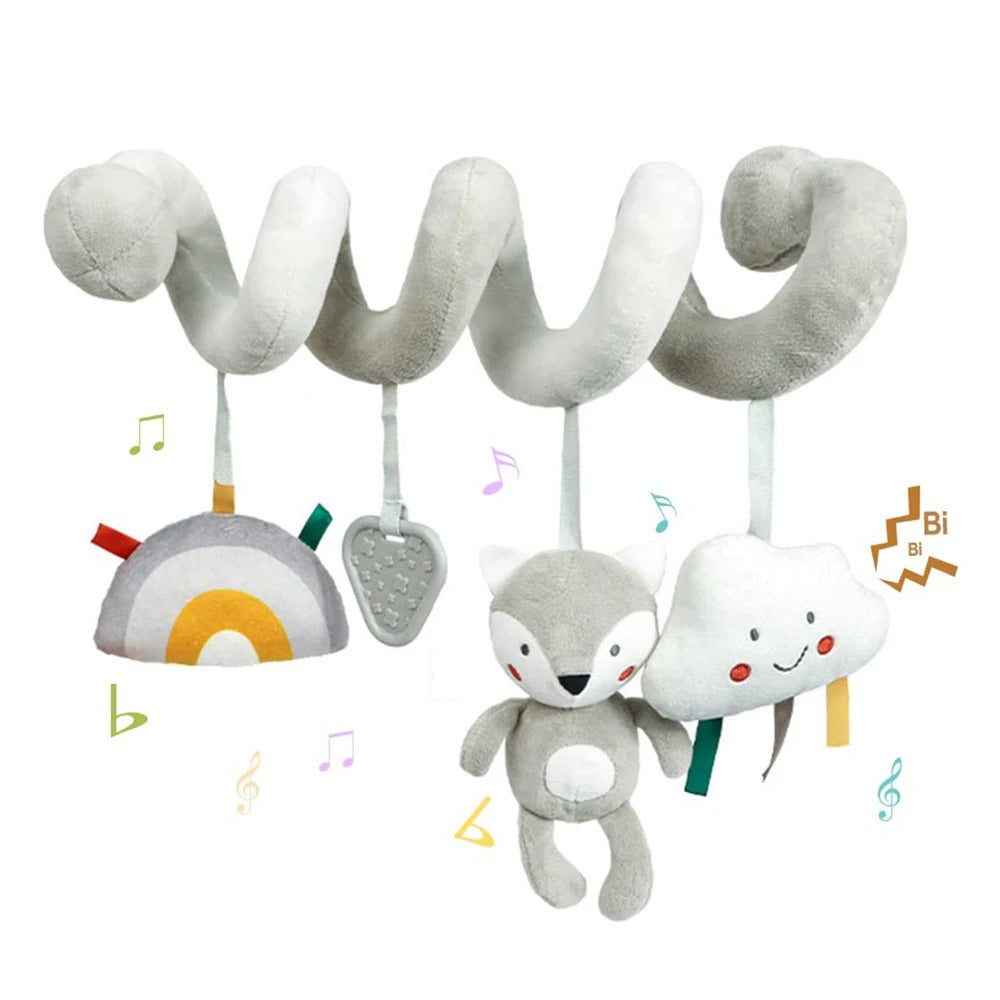 Baby Car Seat Toy Activity Spiral Plush Hanging Wrap Around Pram Pushchair Stroller